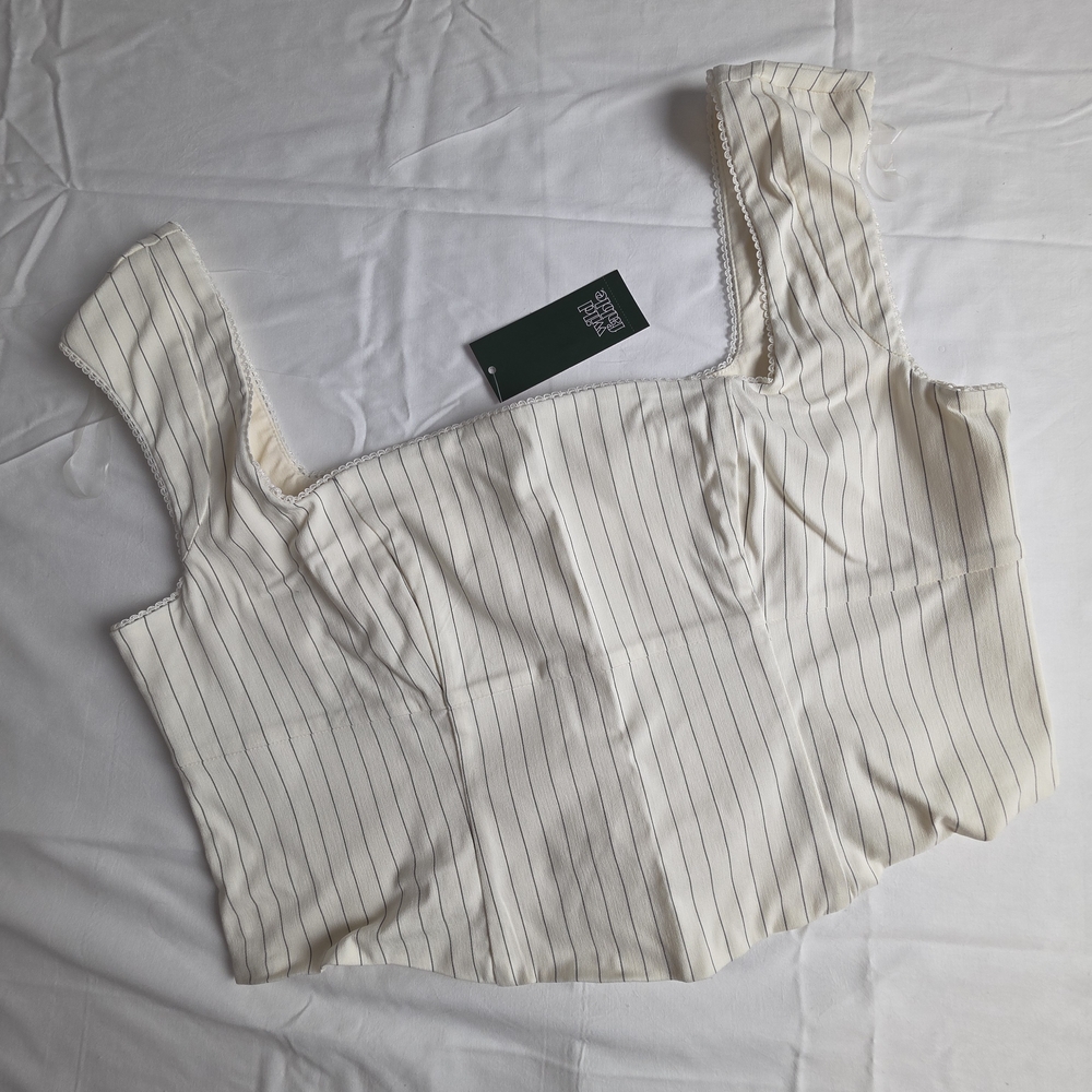 NWT Wild Fable Pinstriped Cream Women's Top Sz XL